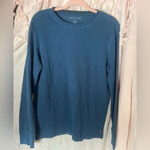American Eagle Teal Waffle Knit Top